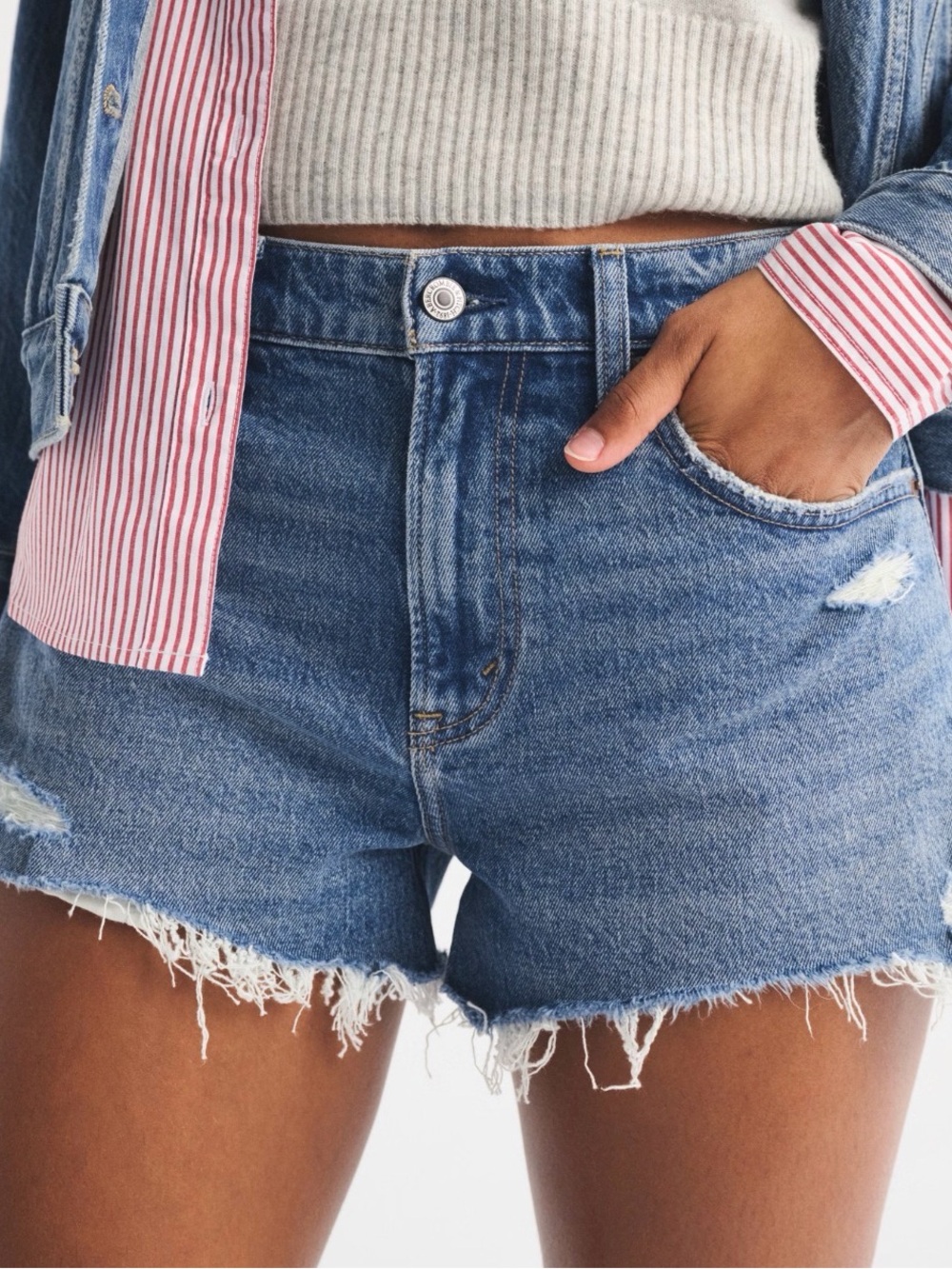 Abercrombie & Fitch Blue Distressed Denim Cutoff Shorts